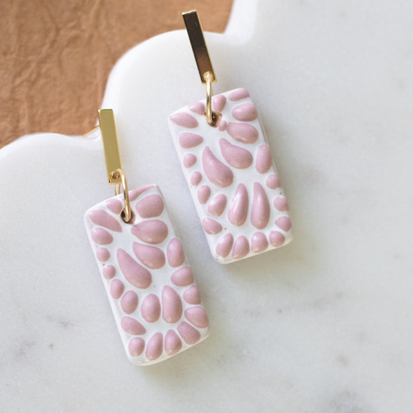 Beatriz Pink Talavera Earrings - 18K Gold Plated