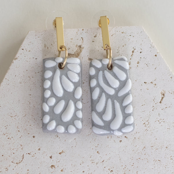 Beatriz Grey Talavera Earrings - 18K Gold Plated