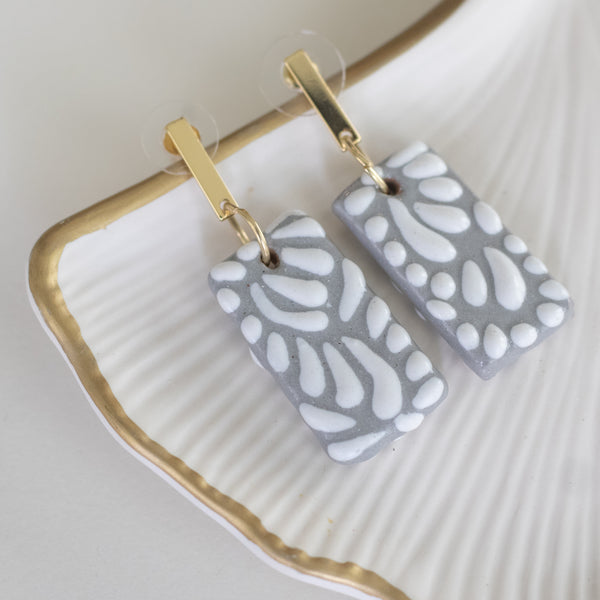 Beatriz Grey Talavera Earrings - 18K Gold Plated