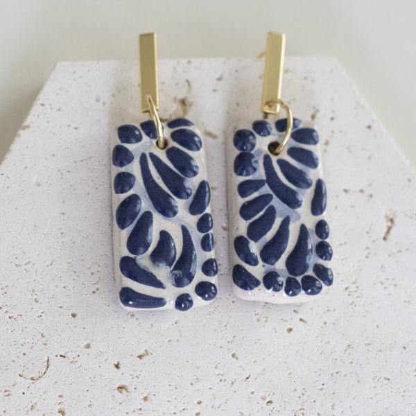 Beatriz Blue Earrings - 18K Gold Plated Talavera