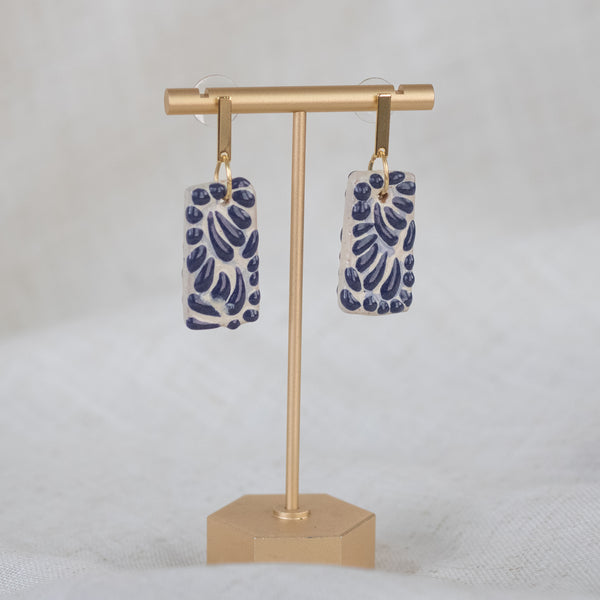 Beatriz Blue Earrings - 18K Gold Plated Talavera