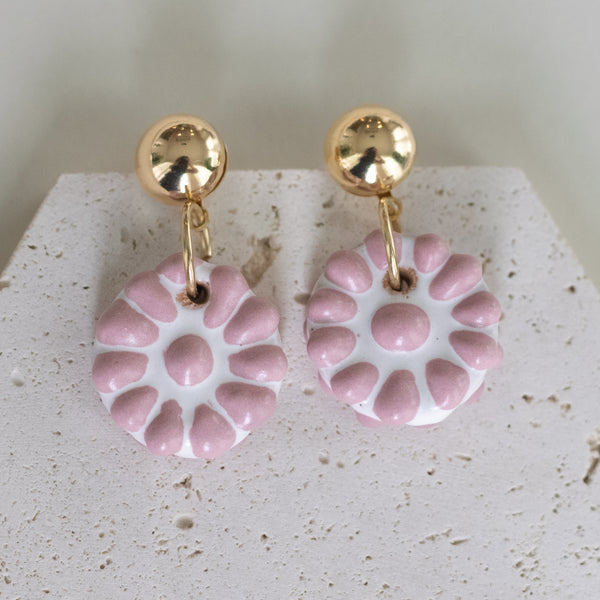 Adriana Pink Talavera Earrings - 18K Gold Plated
