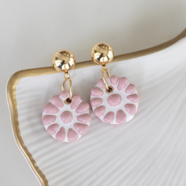Adriana Pink Talavera Earrings - 18K Gold Plated