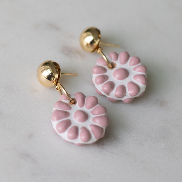 Adriana Pink Talavera Earrings - 18K Gold Plated