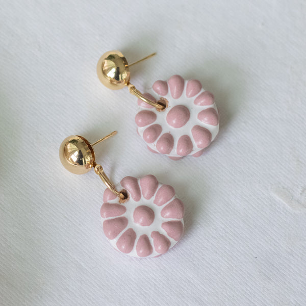 Adriana Pink Talavera Earrings - 18K Gold Plated