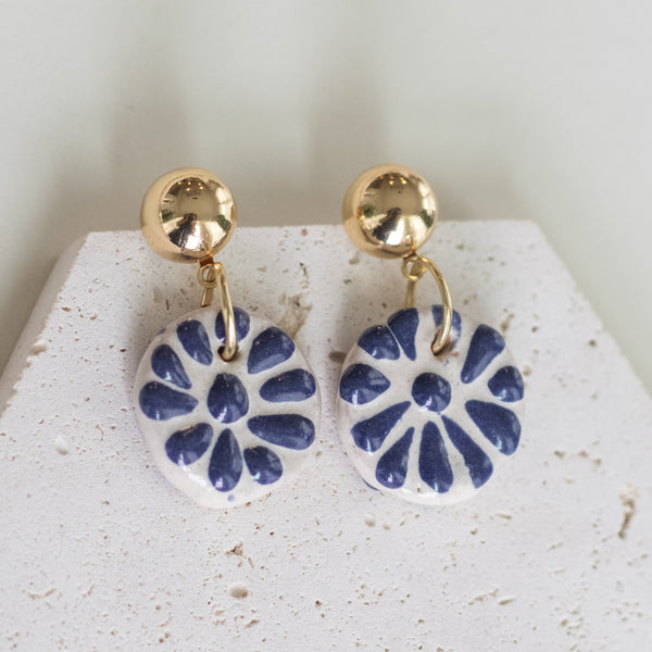Adriana Blue Earrings - 18K Gold Plated Talavera