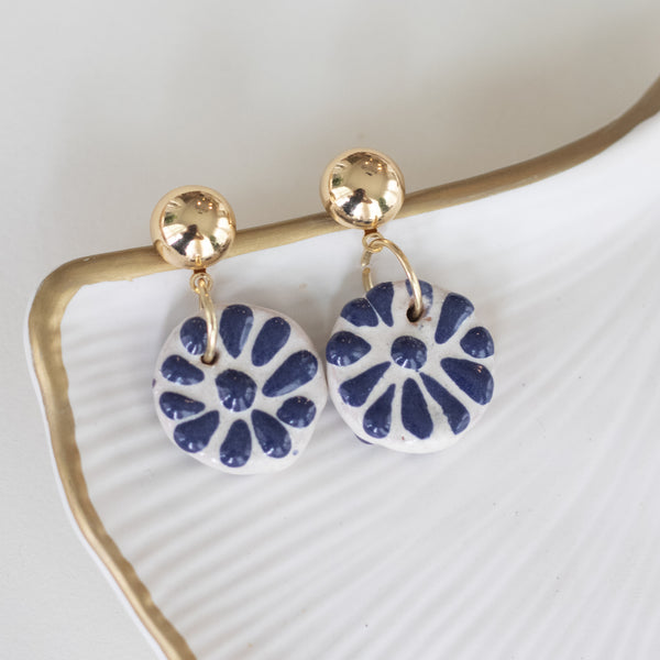 Adriana Blue Earrings - 18K Gold Plated Talavera