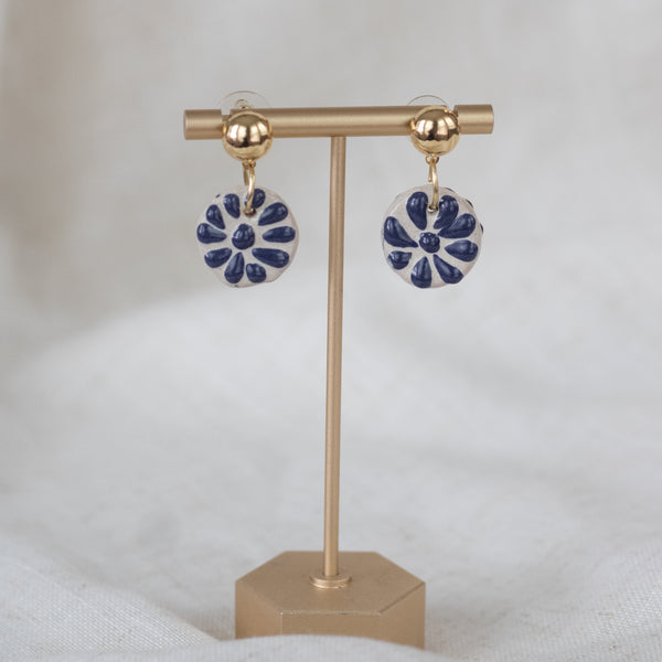 Adriana Blue Earrings - 18K Gold Plated Talavera