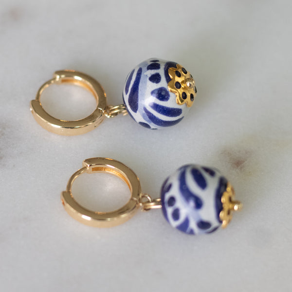 Alicia Blue Earrings - 18K Gold Plated Talavera