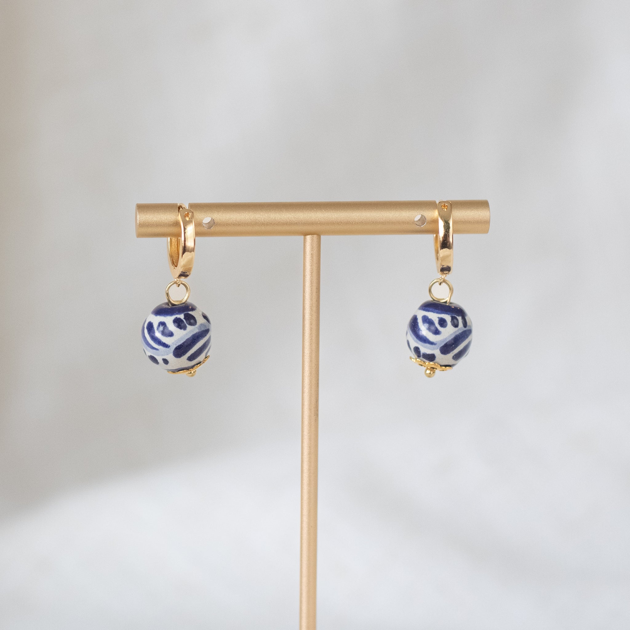Alicia Blue Earrings - 18K Gold Plated Talavera – Origin Mexico