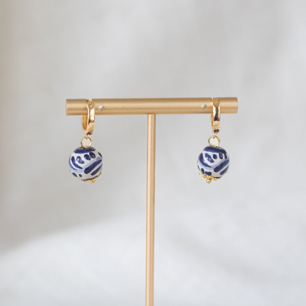 Alicia Blue Earrings - 18K Gold Plated Talavera