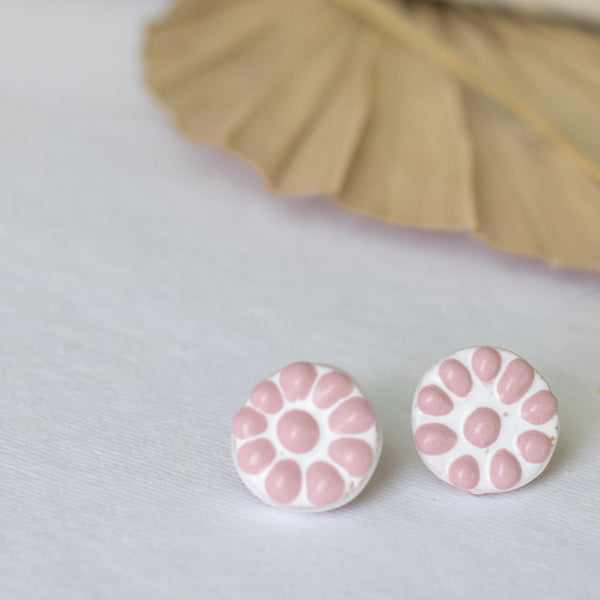 Marisol Pink Talavera Stud Earrings - 18K Gold Plated