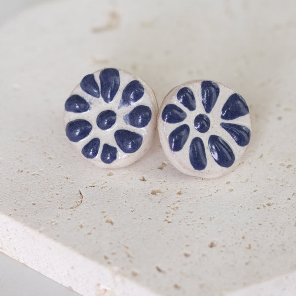 Marisol Blue Talavera Stud Earrings - 18K Gold Plated
