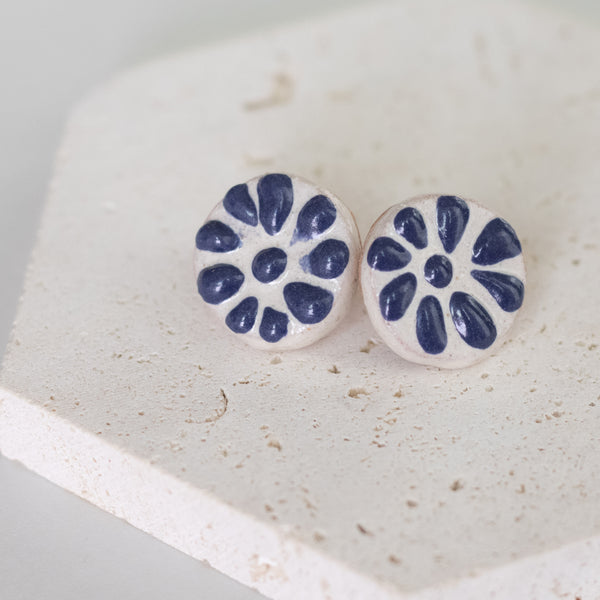 Marisol Blue Talavera Stud Earrings - 18K Gold Plated
