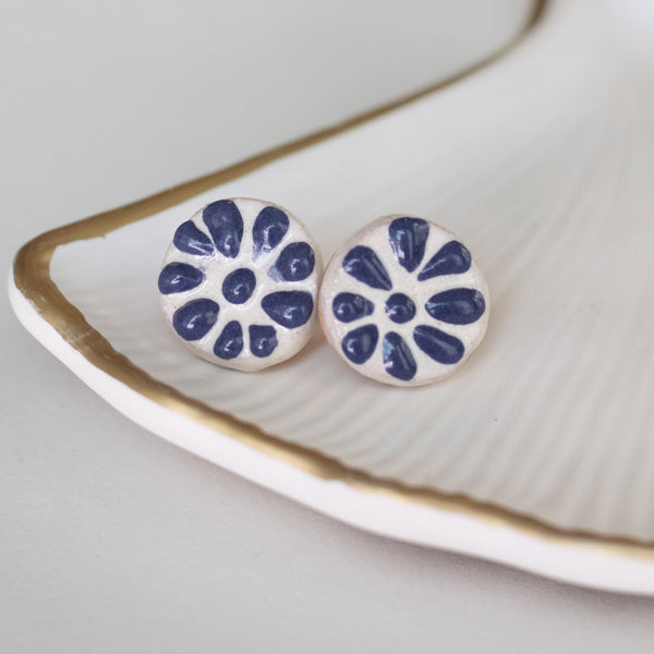 Marisol Blue Talavera Stud Earrings - 18K Gold Plated