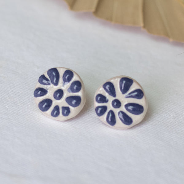 Marisol Blue Talavera Stud Earrings - 18K Gold Plated