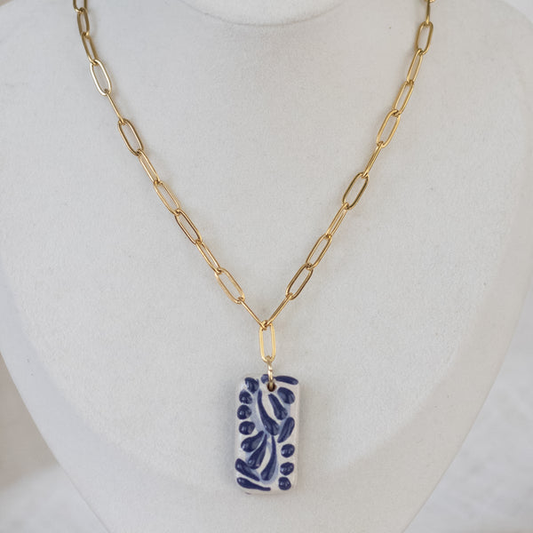 Beatriz Blue Talavera Necklace - 18K Gold Plated