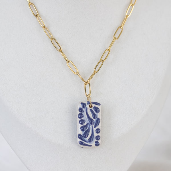 Beatriz Blue Talavera Necklace - 18K Gold Plated