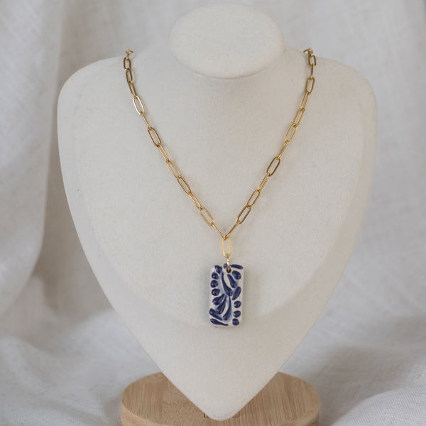 Beatriz Blue Talavera Necklace - 18K Gold Plated