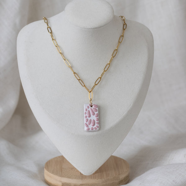 Beatriz Pink Talavera Necklace - 18K Gold Plated