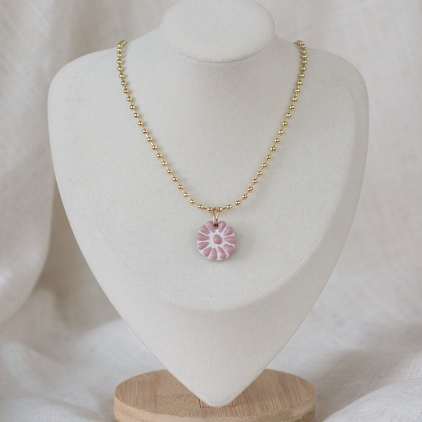 Adriana Pink Talavera Necklace - 18K Gold Plated