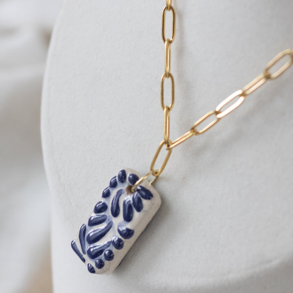 Beatriz Blue Talavera Necklace - 18K Gold Plated