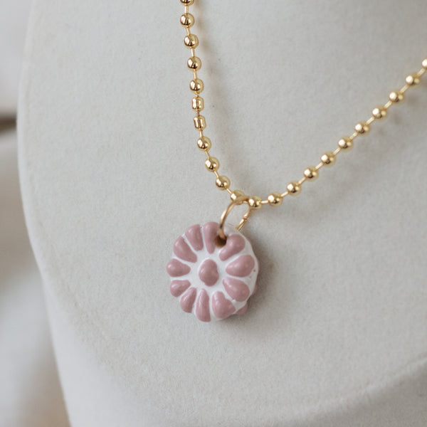 Adriana Pink Talavera Necklace - 18K Gold Plated