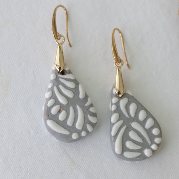 Paola Grey Talavera Earrings - 18K Gold Plated