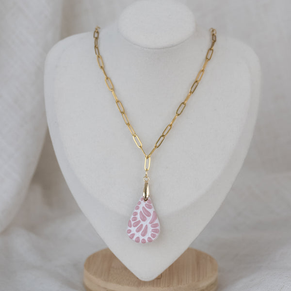Paola Pink Talavera Necklace - 18K Gold Plated