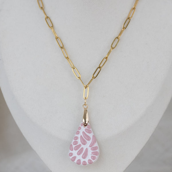 Paola Pink Talavera Necklace - 18K Gold Plated