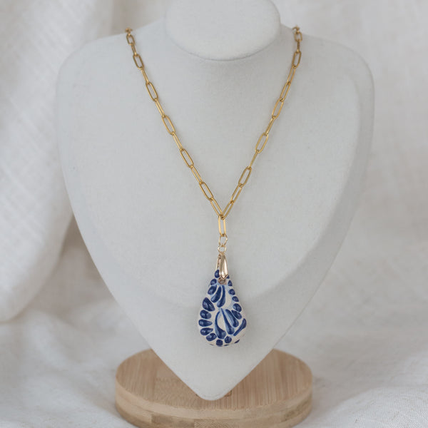 Paola Blue Talavera Necklace - 18K Gold Plated
