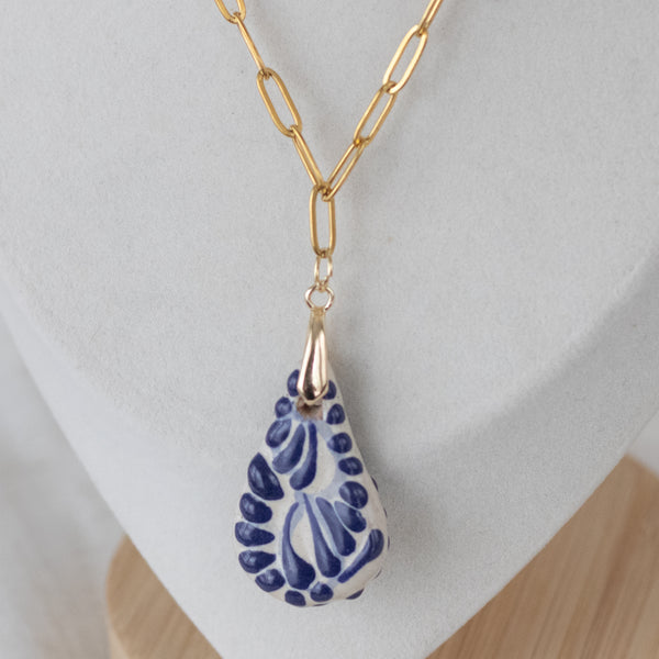 Paola Blue Talavera Necklace - 18K Gold Plated