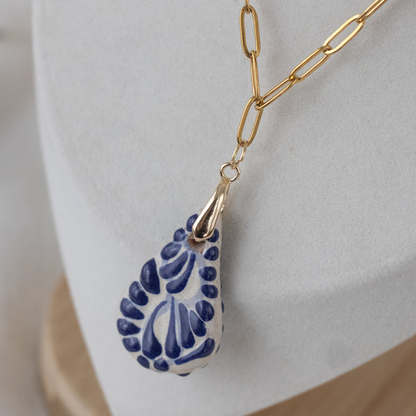 Paola Blue Talavera Necklace - 18K Gold Plated