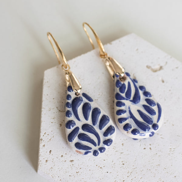 Paola Blue Talavera Earrings - 18K Gold Plated