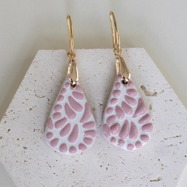 Paola Pink Talavera Earrings - 18K Gold Plated