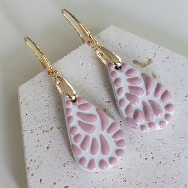 Paola Pink Talavera Earrings - 18K Gold Plated