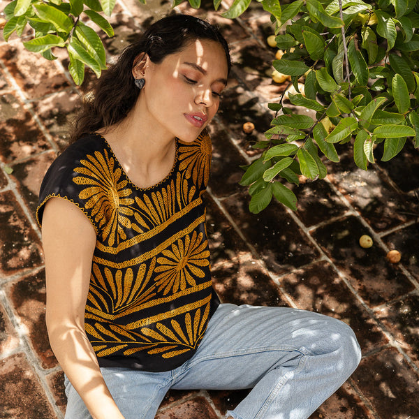 Palmita Blouse - Hand Embroidered in Oaxaca