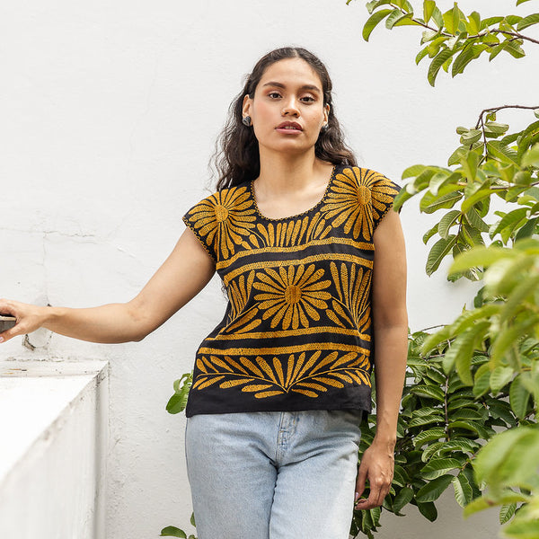 Palmita Blouse - Hand Embroidered in Oaxaca