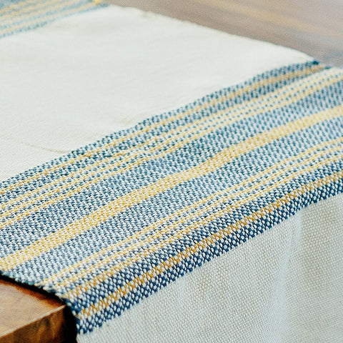 Handwoven Table Runner - Blue and Yellow