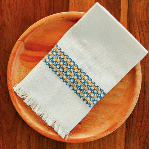 Handwoven Cotton Napkins - Blue and Yellow