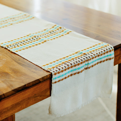 Handwoven Table Runner - Mustard and Teal