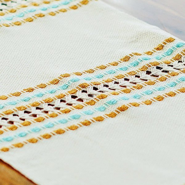 Hand Woven Placemat - Teal and Mustard