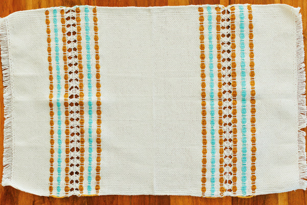 Hand Woven Placemat - Teal and Mustard