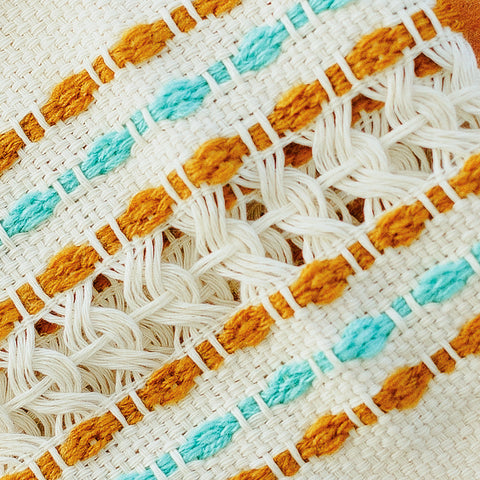 Hand Woven Placemat - Teal and Mustard