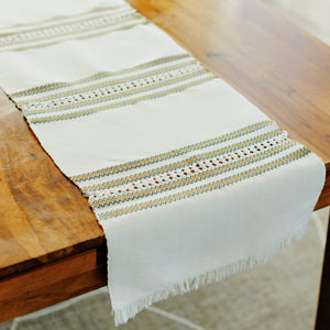 Handwoven Table Runner - Olive and Mustard