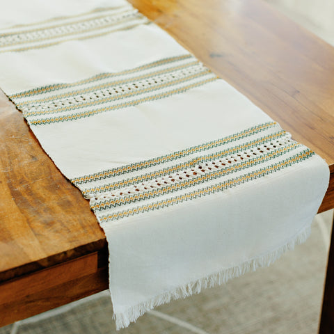 Handwoven Table Runner - Olive and Mustard