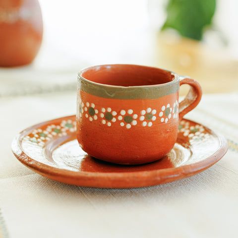 Terracotta Barro Coffee Cup and Saucer Set