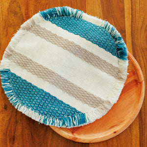 Handwoven Tortilla Warmer -Teal and Grey