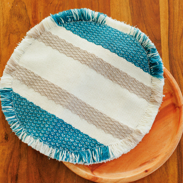 Handwoven Tortilla Warmer -Teal and Grey