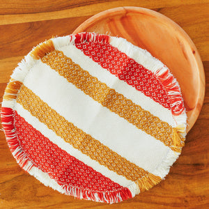 Handwoven Tortilla Warmer - Mustard and Copper